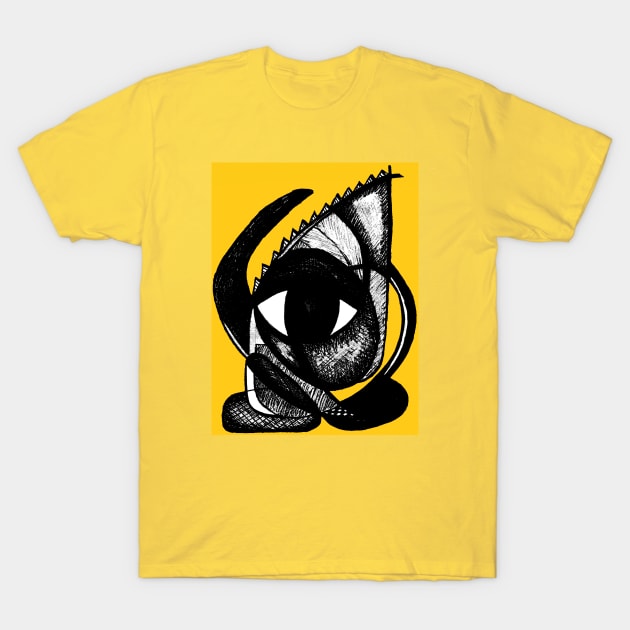 "I see you" - African Symbolic Surrealist Art - Yellow T-Shirt by Tony Cisse Art Originals